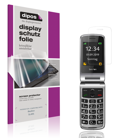 Klare Displayschutzfolie von dipos passend für Beafon SL495, präziser Zuschnitt und blasenfrei montiert