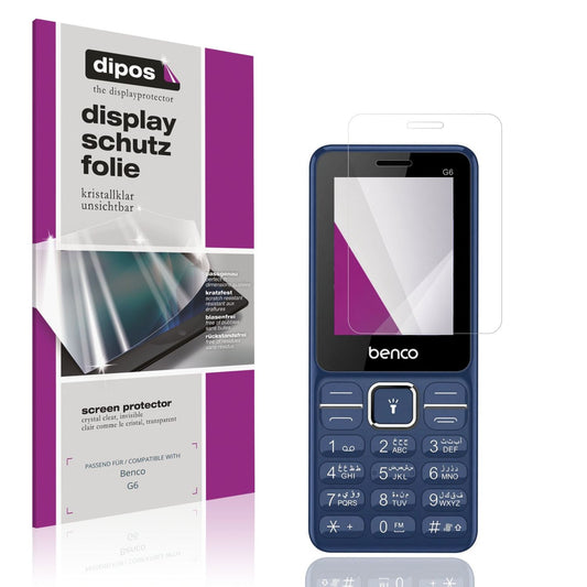 Klare Displayschutzfolie von dipos passend für Benco G6, präziser Zuschnitt und blasenfrei montiert