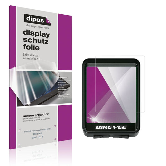 Klare Displayschutzfolie von dipos passend für Bikevee BKV-1517, präziser Zuschnitt und blasenfrei montiert