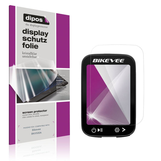Klare Displayschutzfolie von dipos passend für Bikevee BKV500A, präziser Zuschnitt und blasenfrei montiert