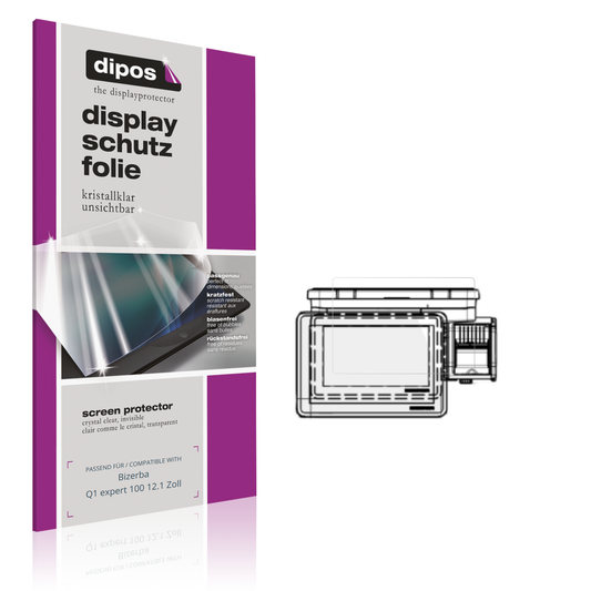 Klare Displayschutzfolie von dipos passend für Bizerba Q1 expert 100 12.1 Zoll, präziser Zuschnitt und blasenfrei montiert