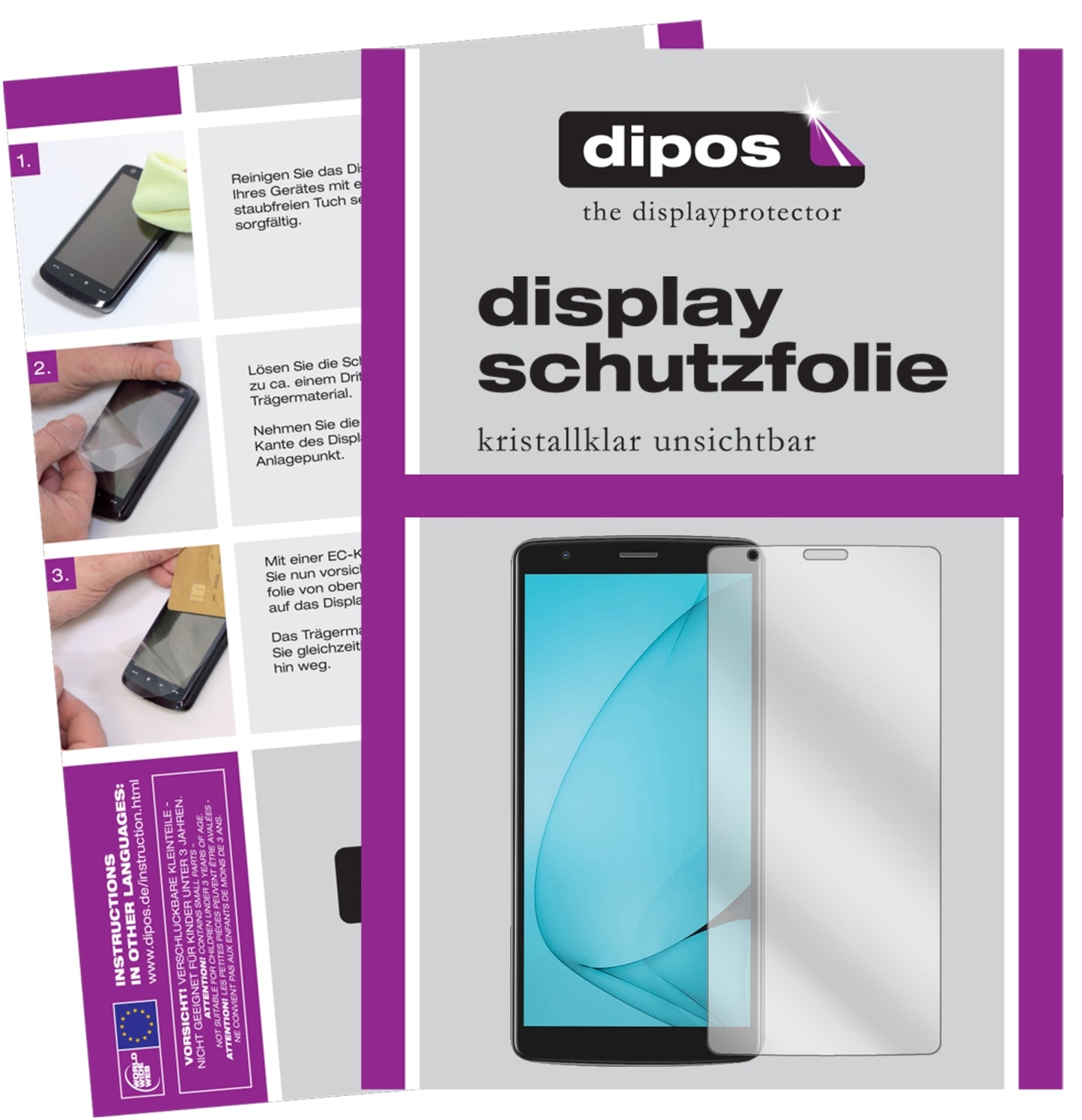 Klare Displayschutzfolie von dipos passend für Blackview A20, präziser Zuschnitt und blasenfrei montiert