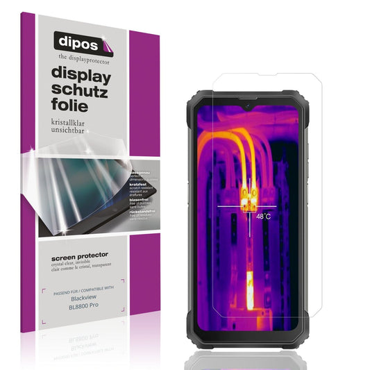 Klare Displayschutzfolie von dipos passend für Blackview BL8800 Pro, präziser Zuschnitt und blasenfrei montiert