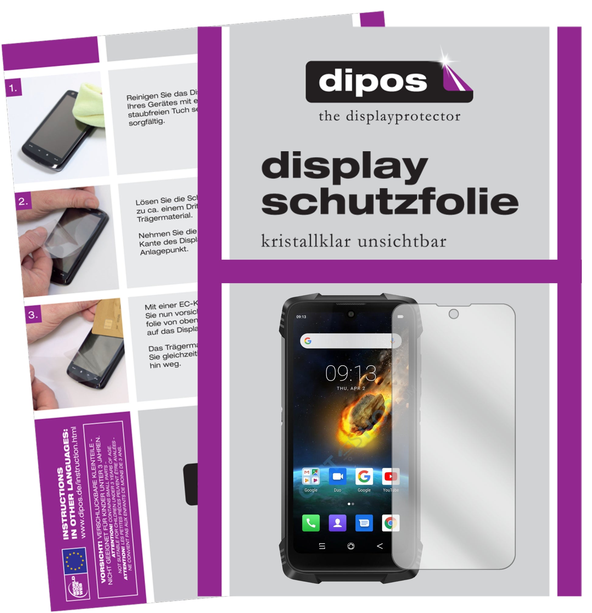 Klare Displayschutzfolie von dipos passend für Blackview BV6900, präziser Zuschnitt und blasenfrei montiert
