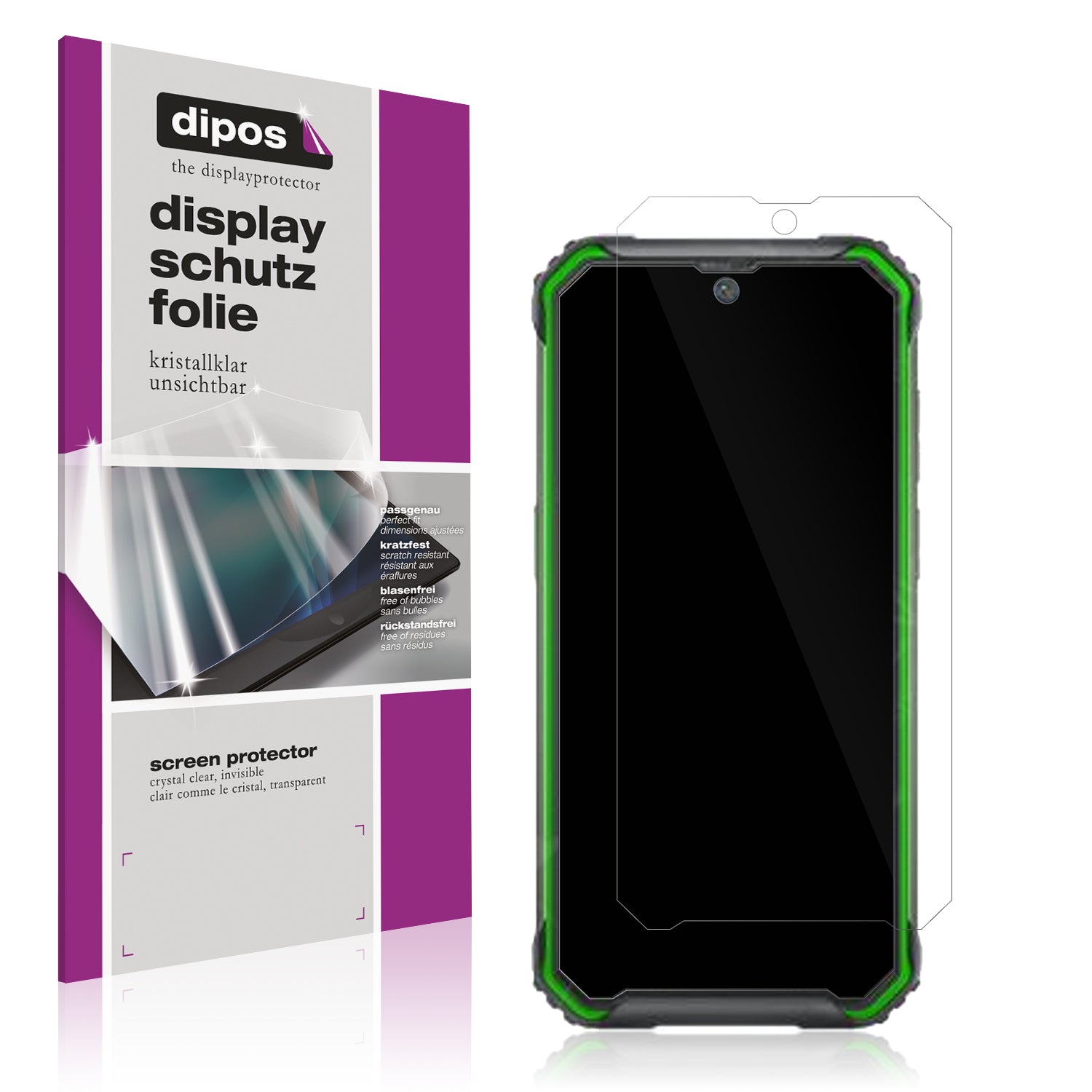 Klare Displayschutzfolie von dipos passend für Blackview BV7200, präziser Zuschnitt und blasenfrei montiert