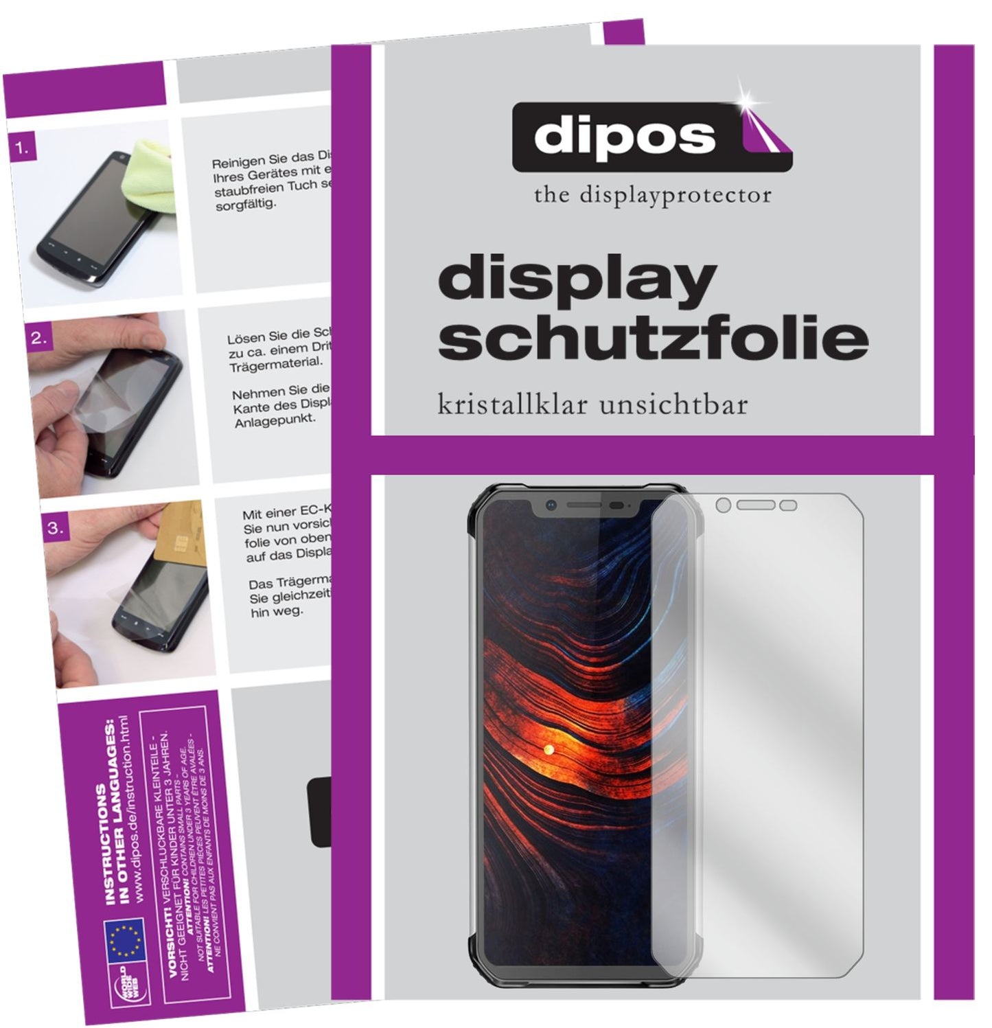Klare Displayschutzfolie von dipos passend für Blackview BV9600 Plus, präziser Zuschnitt und blasenfrei montiert