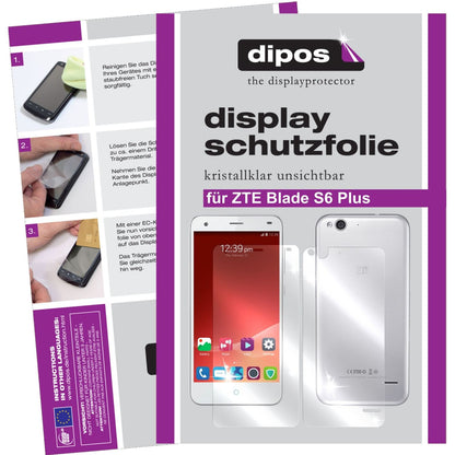 Klare Displayschutzfolie von dipos passend für Blade S6 Plus ZTE, präziser Zuschnitt und blasenfrei montiert