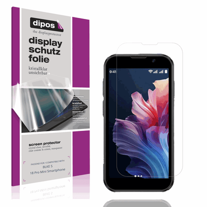 Klare Displayschutzfolie von dipos passend für BLKE S 18 Pro Mini Smartphone, präziser Zuschnitt und blasenfrei montiert