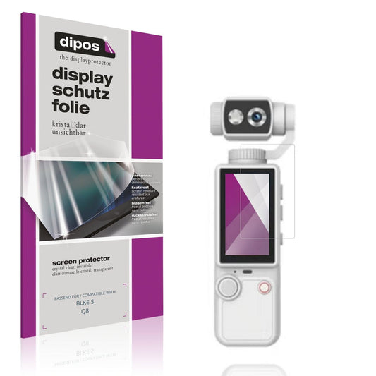 Klare Displayschutzfolie von dipos passend für BLKE S Q8, präziser Zuschnitt und blasenfrei montiert