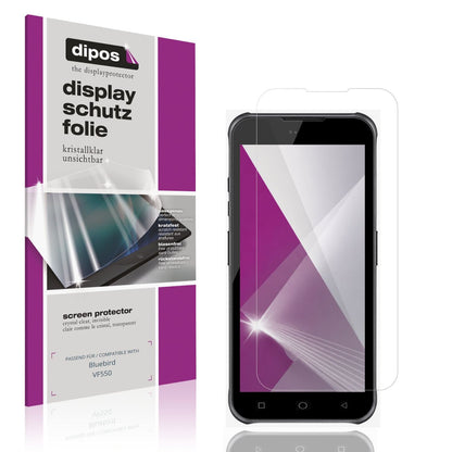 Klare Displayschutzfolie von dipos passend für Bluebird VF550, präziser Zuschnitt und blasenfrei montiert