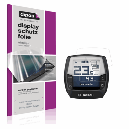 Klare Displayschutzfolie von dipos passend für Bosch Display Intuvia Bui 255, präziser Zuschnitt und blasenfrei montiert