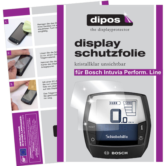 Klare Displayschutzfolie von dipos passend für Bosch Intuvia Performance Line, präziser Zuschnitt und blasenfrei montiert