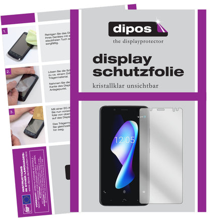 Klare Displayschutzfolie von dipos passend für BQ Aquaris V, präziser Zuschnitt und blasenfrei montiert
