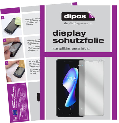 Klare Displayschutzfolie von dipos passend für BQ Aquaris V Plus, präziser Zuschnitt und blasenfrei montiert