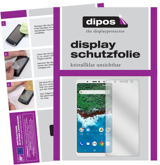 Klare Displayschutzfolie von dipos passend für BQ Aquaris X2, präziser Zuschnitt und blasenfrei montiert