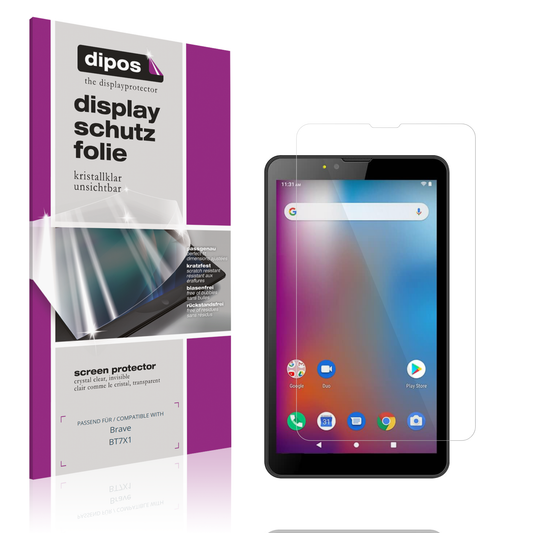 Klare Displayschutzfolie von dipos passend für Brave BT7X1, präziser Zuschnitt und blasenfrei montiert