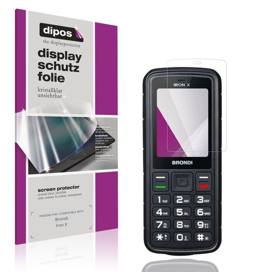Klare Displayschutzfolie von dipos passend für Brondi Iron X, präziser Zuschnitt und blasenfrei montiert