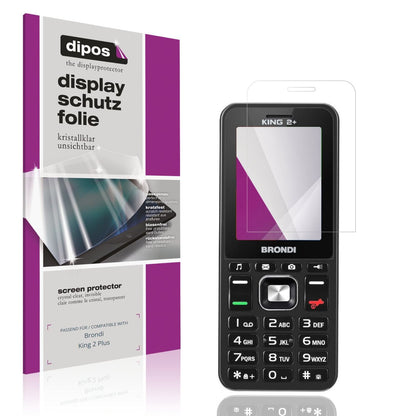 Klare Displayschutzfolie von dipos passend für Brondi King 2 Plus, präziser Zuschnitt und blasenfrei montiert