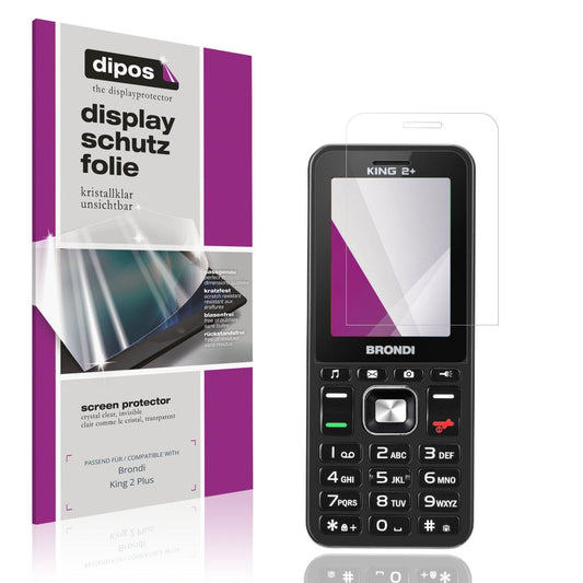 Klare Displayschutzfolie von dipos passend für Brondi King 2 Plus, präziser Zuschnitt und blasenfrei montiert