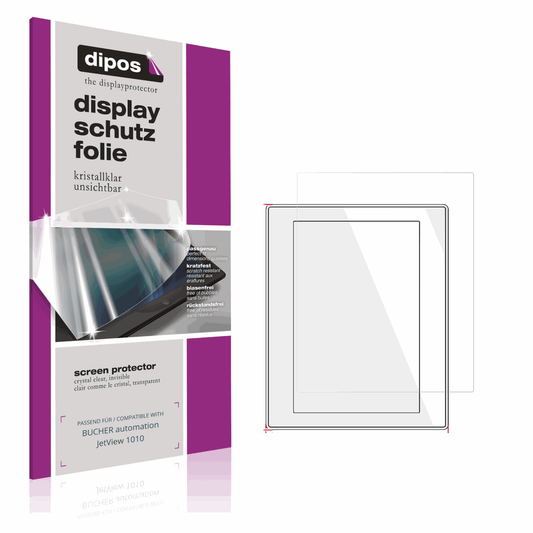 Klare Displayschutzfolie von dipos passend für BUCHER automation JetView 1010, präziser Zuschnitt und blasenfrei montiert
