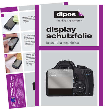 Klare Displayschutzfolie von dipos passend für Canon EOS 450D, präziser Zuschnitt und blasenfrei montiert