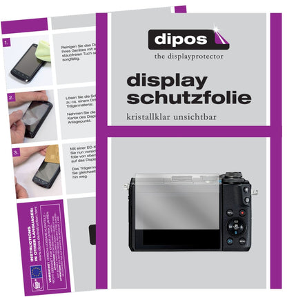 Klare Displayschutzfolie von dipos passend für Canon EOS M6, präziser Zuschnitt und blasenfrei montiert