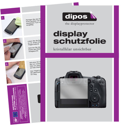 Klare Displayschutzfolie von dipos passend für Canon EOS R5, präziser Zuschnitt und blasenfrei montiert