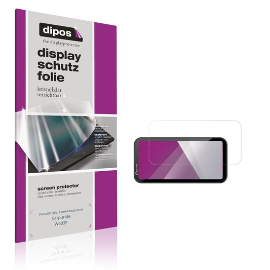 Klare Displayschutzfolie von dipos passend für Carpuride W603F, präziser Zuschnitt und blasenfrei montiert