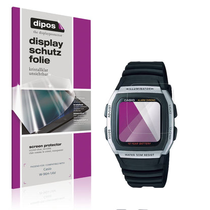 Klare Displayschutzfolie von dipos passend für Casio W-96H-1AV, präziser Zuschnitt und blasenfrei montiert