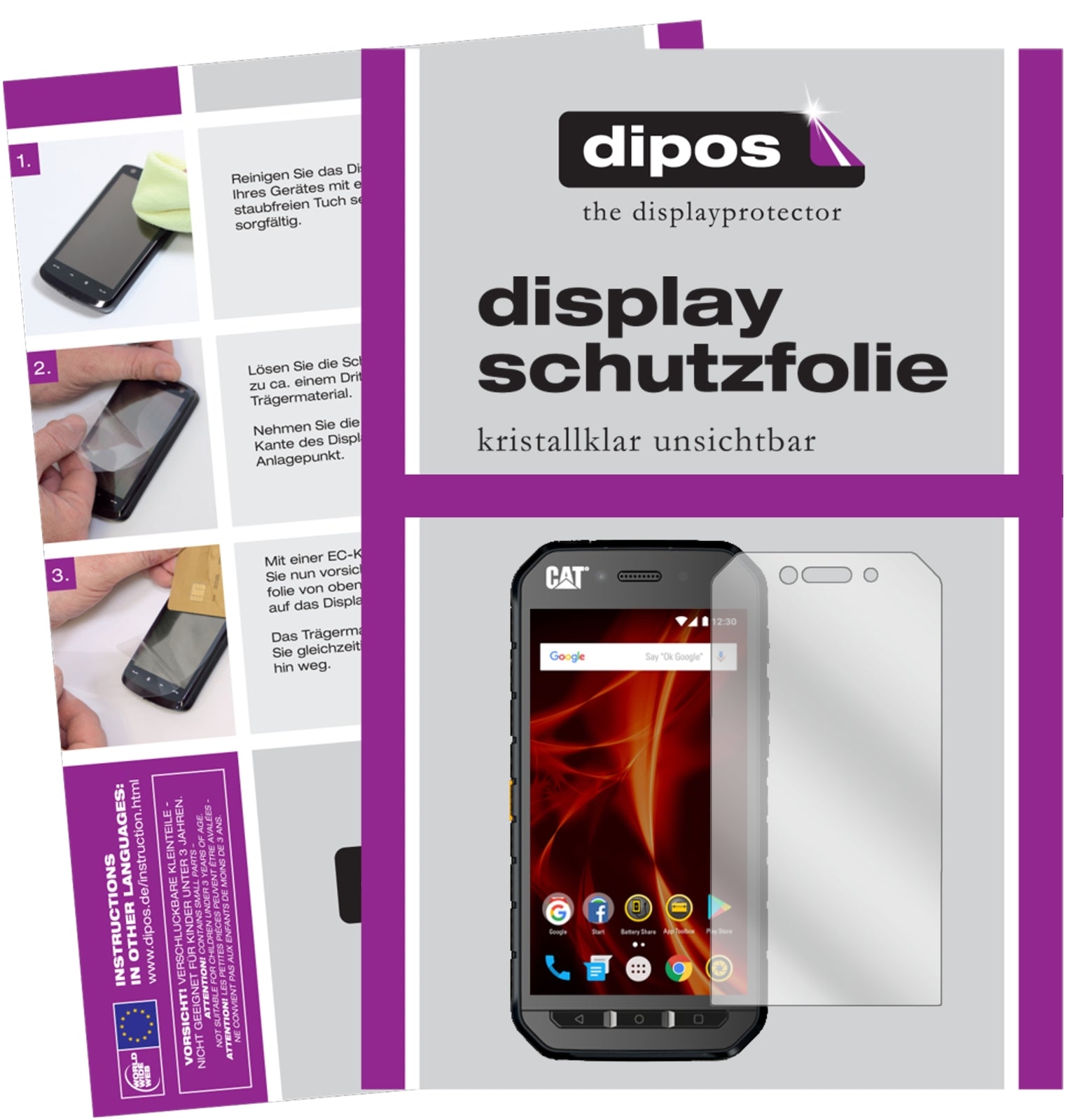 Klare Displayschutzfolie von dipos passend für Caterpillar Cat S41, präziser Zuschnitt und blasenfrei montiert
