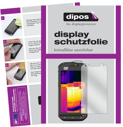 Klare Displayschutzfolie von dipos passend für Caterpillar CAT S60, präziser Zuschnitt und blasenfrei montiert