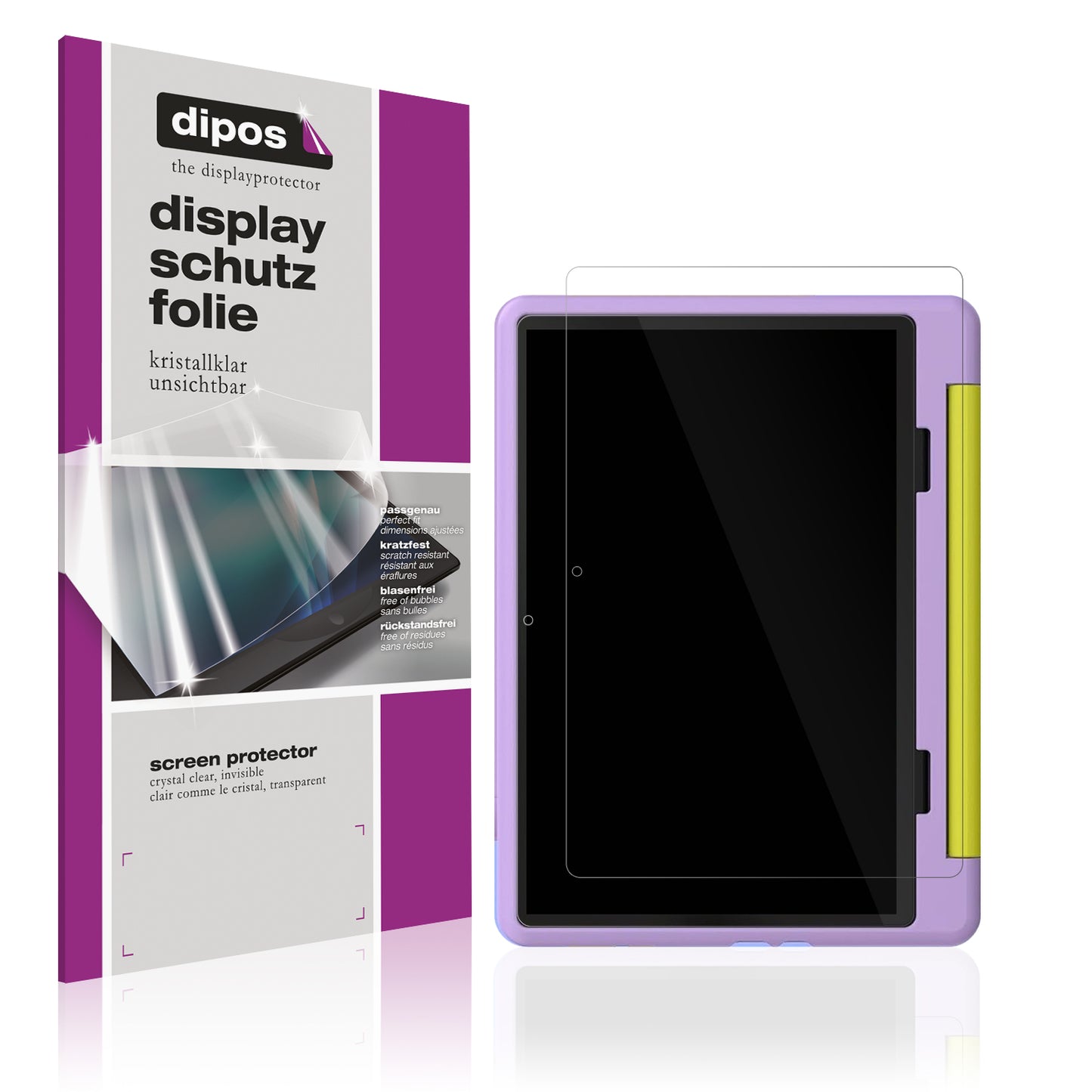 Klare Displayschutzfolie von dipos passend für Cheerjoy Kinder Tablet 10 Zoll, präziser Zuschnitt und blasenfrei montiert