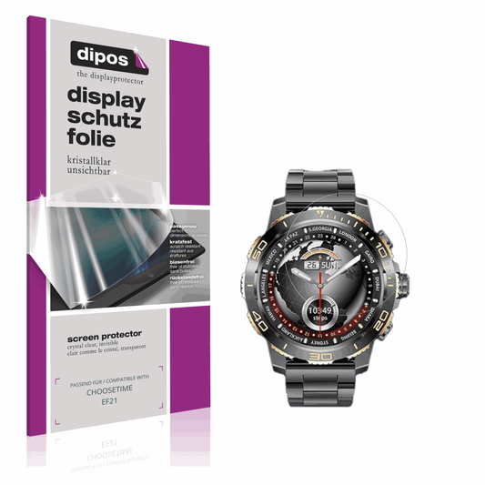 Klare Displayschutzfolie von dipos passend für CHOOSETIME EF21, präziser Zuschnitt und blasenfrei montiert