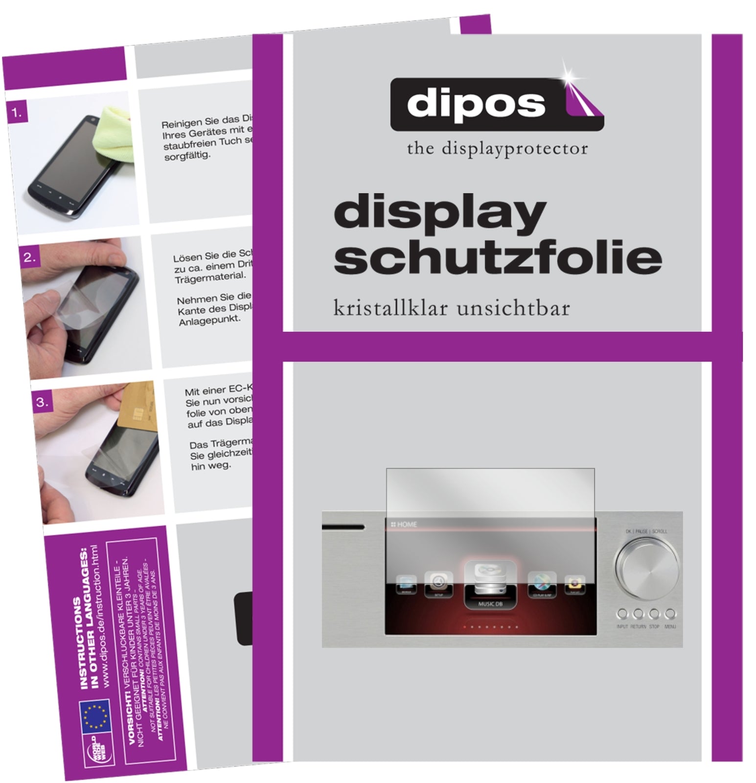 Klare Displayschutzfolie von dipos passend für Cocktail Audio X35, präziser Zuschnitt und blasenfrei montiert