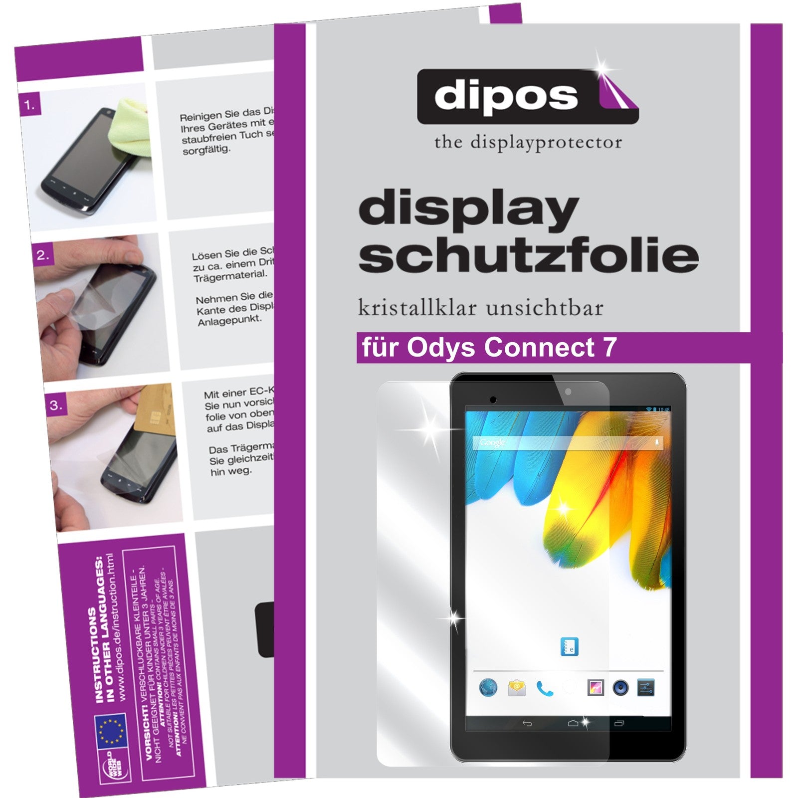 Klare Displayschutzfolie von dipos passend für Connect 7 / 7 Pro Odys, präziser Zuschnitt und blasenfrei montiert