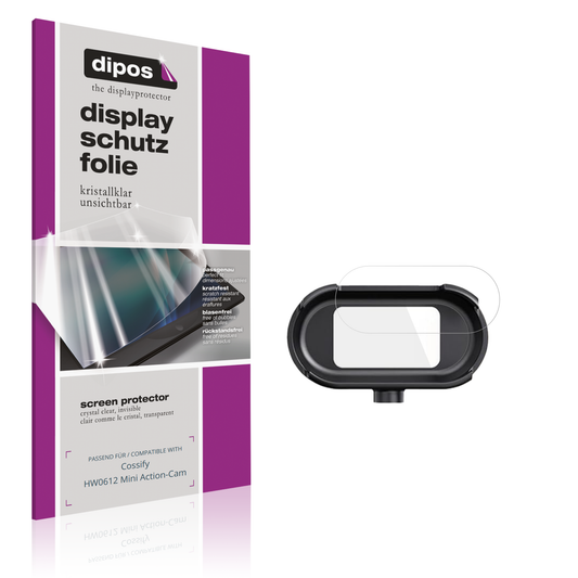 Klare Displayschutzfolie von dipos passend für Cossify HW0612 Mini Action-Cam, präziser Zuschnitt und blasenfrei montiert
