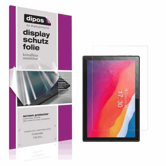 Klare Displayschutzfolie von dipos passend für Crelander T30 Pro, präziser Zuschnitt und blasenfrei montiert