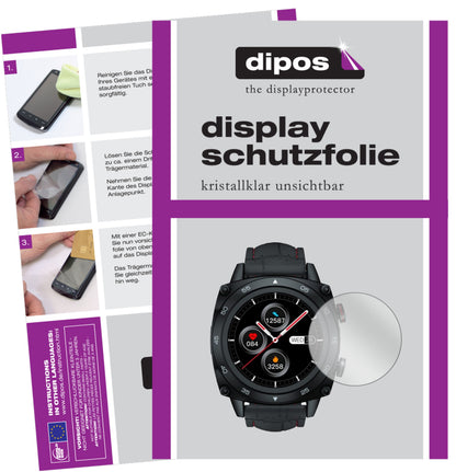 Klare Displayschutzfolie von dipos passend für Cubot C3 Smartwatch, präziser Zuschnitt und blasenfrei montiert