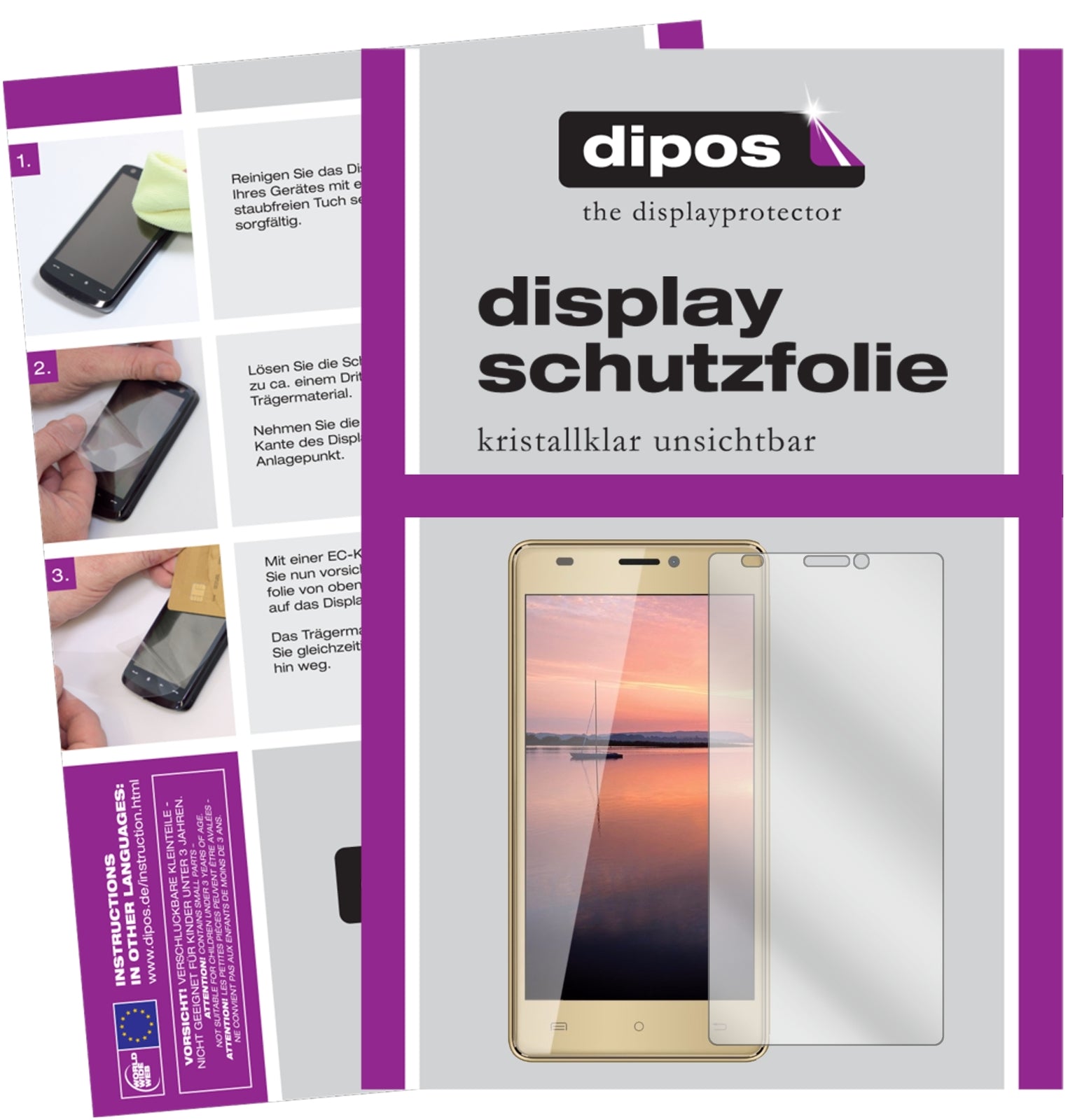 Klare Displayschutzfolie von dipos passend für Cubot H3, präziser Zuschnitt und blasenfrei montiert