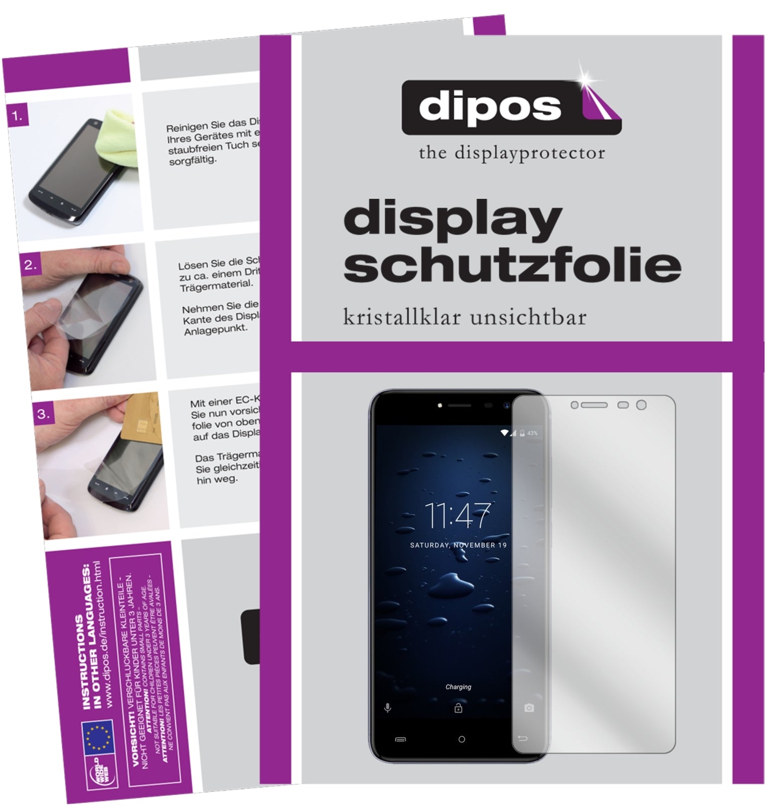 Klare Displayschutzfolie von dipos passend für Cubot Note Plus, präziser Zuschnitt und blasenfrei montiert