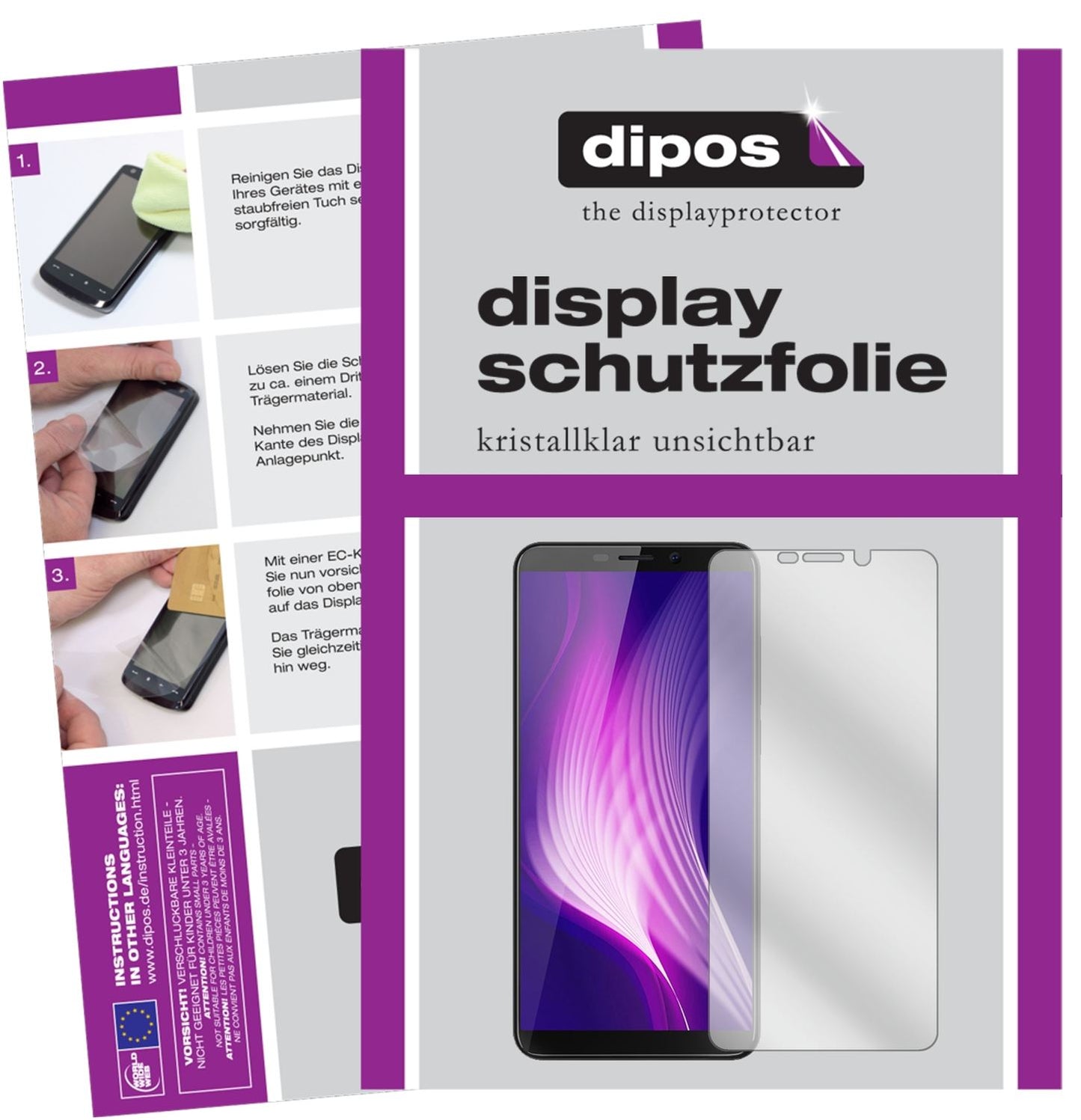 Klare Displayschutzfolie von dipos passend für Cubot Nova (2018), präziser Zuschnitt und blasenfrei montiert