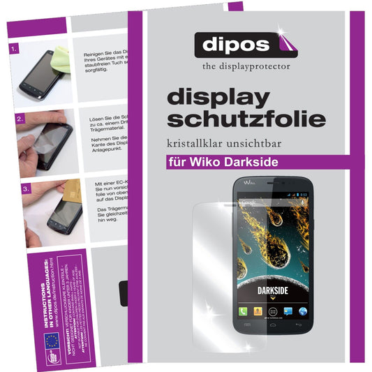Klare Displayschutzfolie von dipos passend für Darkside Wiko, präziser Zuschnitt und blasenfrei montiert