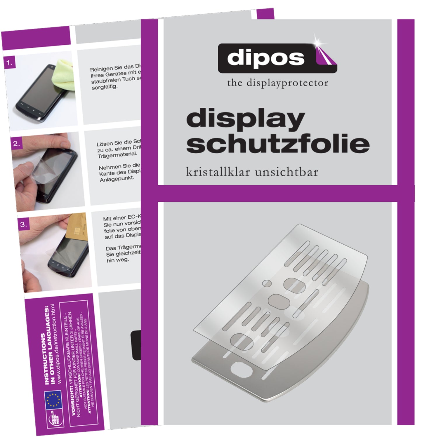 Klare Displayschutzfolie von dipos passend für De Longhi ECAM 25.128 Tropfblech, präziser Zuschnitt und blasenfrei montiert