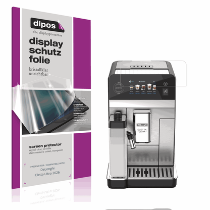 Klare Displayschutzfolie von dipos passend für DeLonghi Eletta Ultra 2026, präziser Zuschnitt und blasenfrei montiert