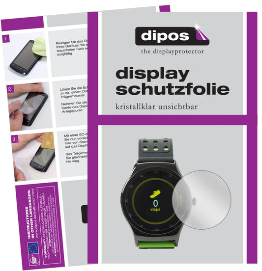 Klare Displayschutzfolie von dipos passend für DENVER SW-450 Smartwatch, präziser Zuschnitt und blasenfrei montiert