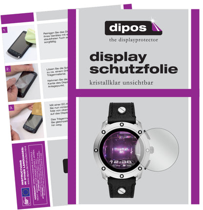 Klare Displayschutzfolie von dipos passend für Diesel On Smartwatch Axial, präziser Zuschnitt und blasenfrei montiert