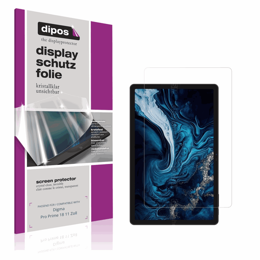 Klare Displayschutzfolie von dipos passend für Digma Pro Prime 18 11 Zoll, präziser Zuschnitt und blasenfrei montiert