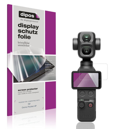 Klare Displayschutzfolie von dipos passend für DJI Osmo Pocket 4P, präziser Zuschnitt und blasenfrei montiert