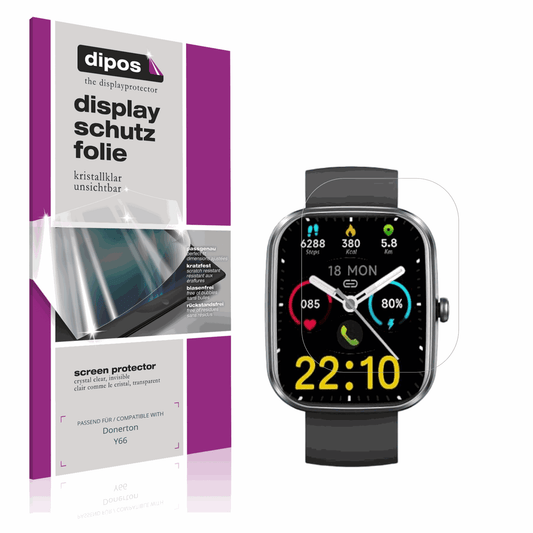 Klare Displayschutzfolie von dipos passend für Donerton Y66, präziser Zuschnitt und blasenfrei montiert
