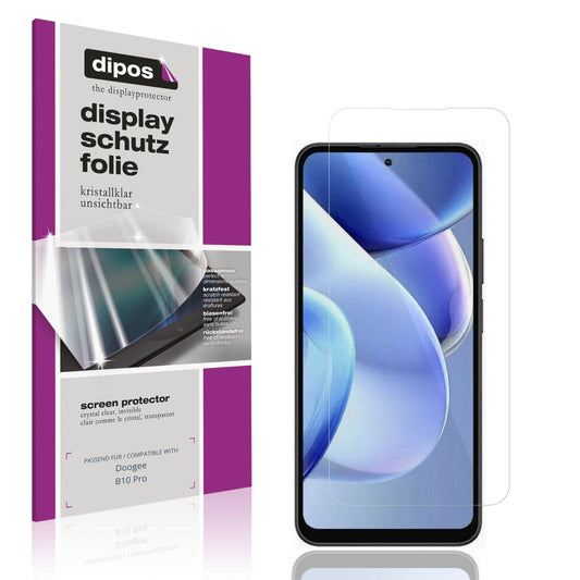 Klare Displayschutzfolie von dipos passend für Doogee B10 Pro, präziser Zuschnitt und blasenfrei montiert